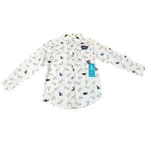 365 Kids Shirt Boy 5 White Monster Dinosaur Granimals Casual Button Up Versatile